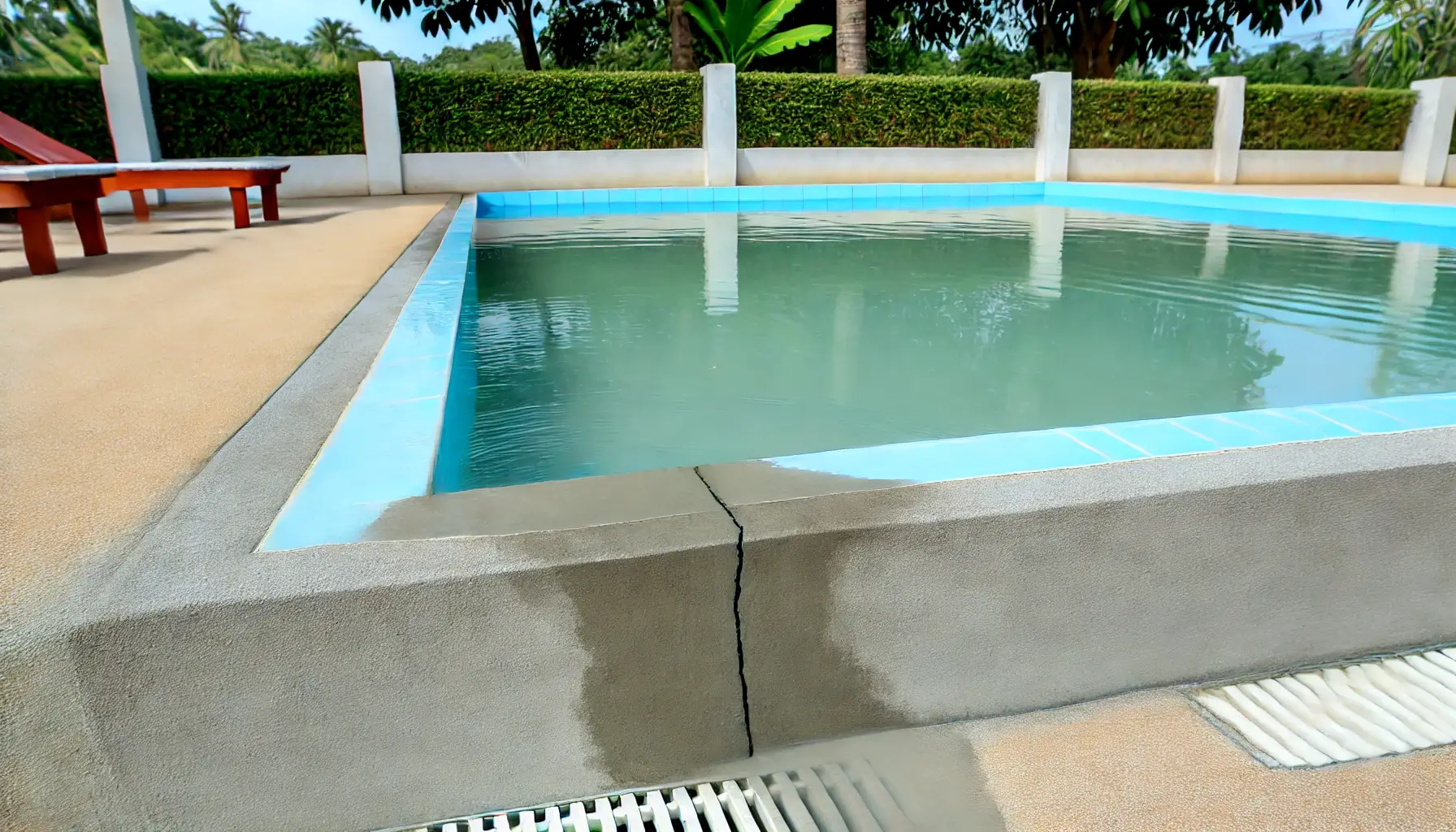fuga en piscina de hormigón