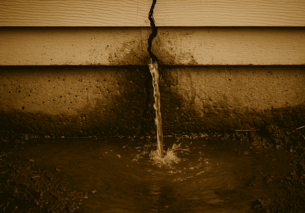 fugas de agua en los cimientos de una casa