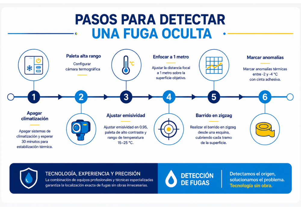 Guía paso a paso para usar una cámara termográfica para fugas de agua
