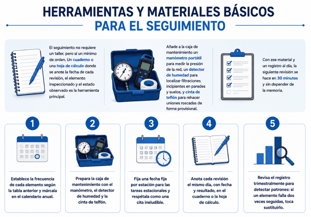Calendario de mantenimiento para evitar fugas de agua guía