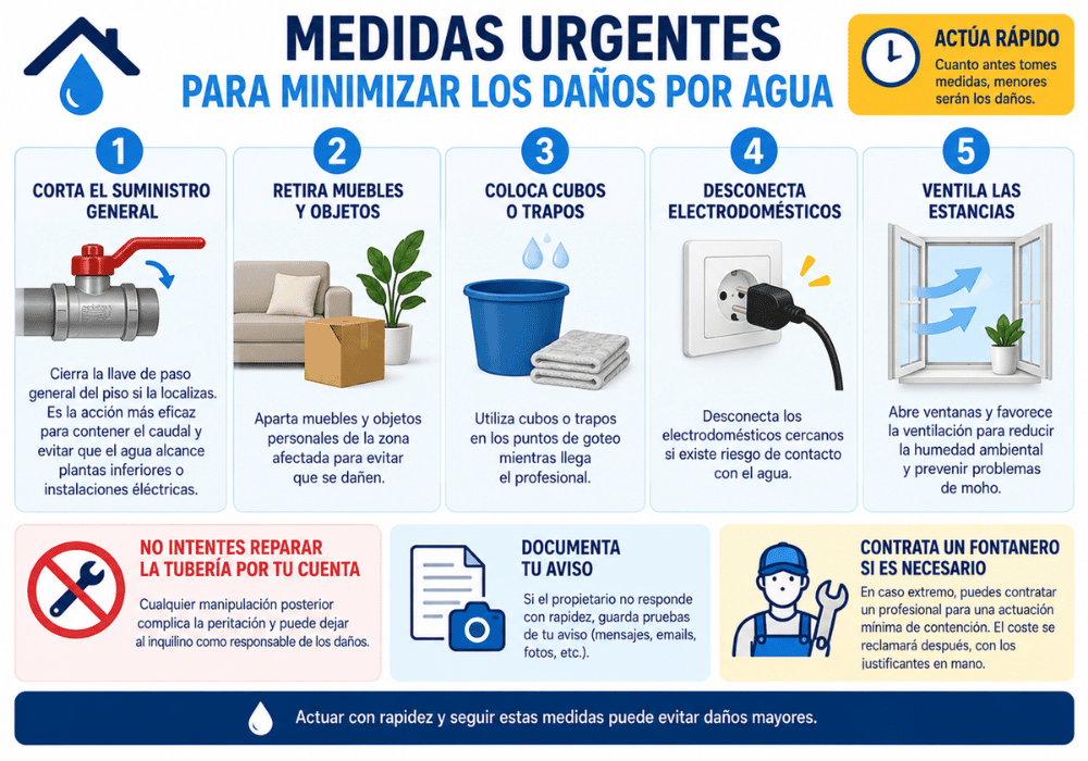 Responsabilidad fuga de agua inquilino quién paga los daños