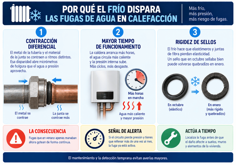 Por qué el frío dispara las fugas de agua calefacción